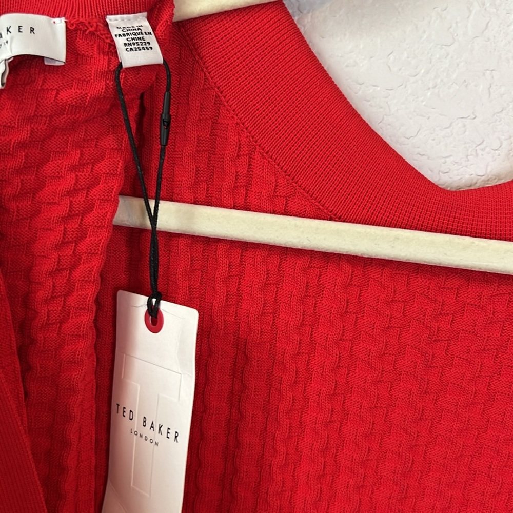Ted Baker Mia Knit Ribbed Skater Dress In Red Size 5/12 - Picture 15 of 16